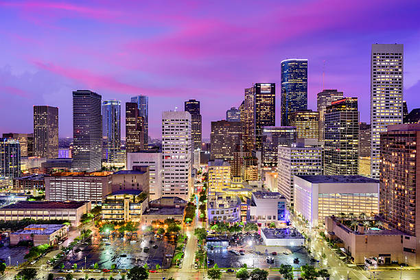 houston, texas skyline - houston-texas bildbanksfoton och bilder