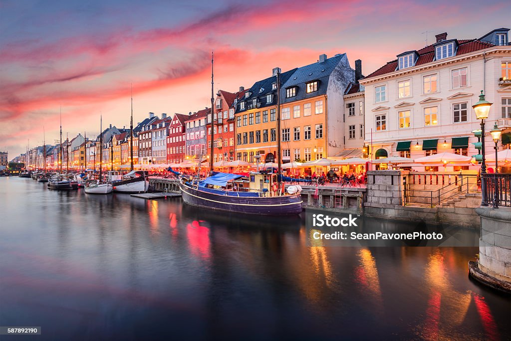 Copenhagen, Denmark at Nyhavn Canal Copenhagen, Denmark on the Nyhavn Canal. Copenhagen Stock Photo