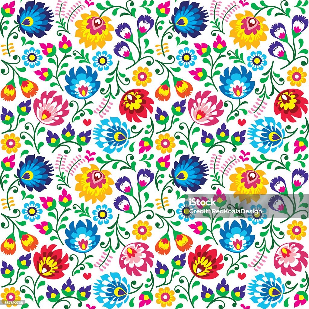 Seamless Polish folk art floral pattern Repetitive background with flowers - Slavic folk art pattern Poland stock vector