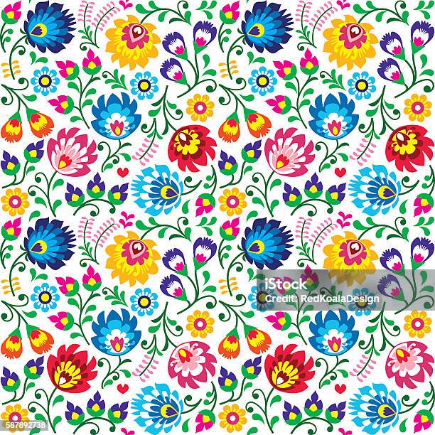 Seamless Polish Folk Art Floral Pattern Stock Illustration - Download Image Now - Poland, Polish Culture, Folk Music