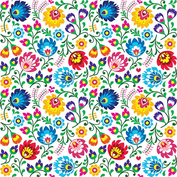 Vector illustration of Seamless Polish folk art floral pattern