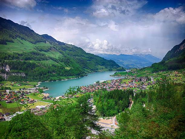 istock Beautiful lake in Swiss 587894530