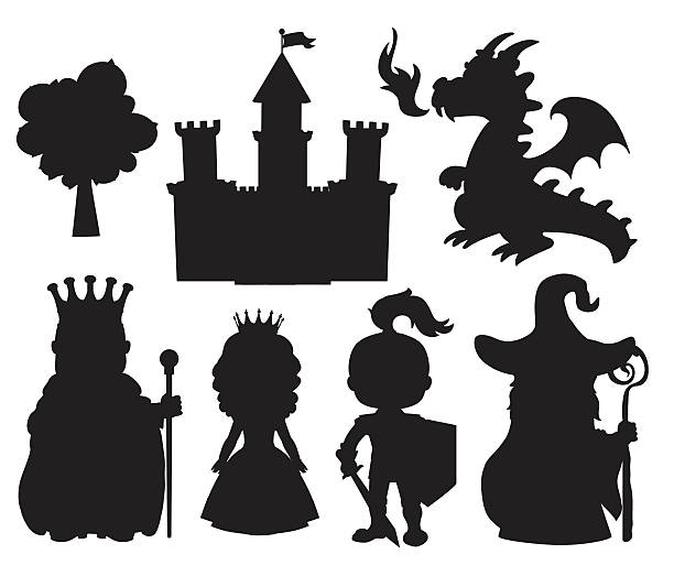 istock Vector set of silhouettes fairy tale element icons. 587894916