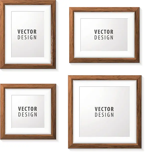 Vector illustration of Set of Realistic Minimal Isolated Wood Frames.