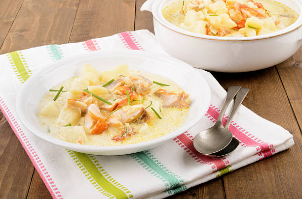 istock cullen skink, typical scottish food with smoked haddock 587898952