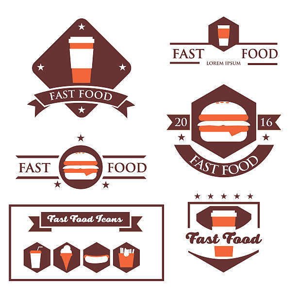 Vintage fast food restaurant signs vector art illustration