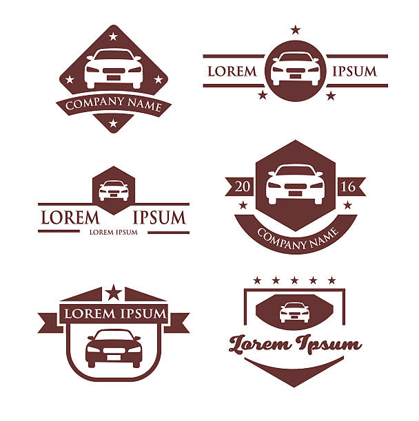 automobile business logo und label design elemente - badge seal stamper label retro revival stock-grafiken, -clipart, -cartoons und -symbole