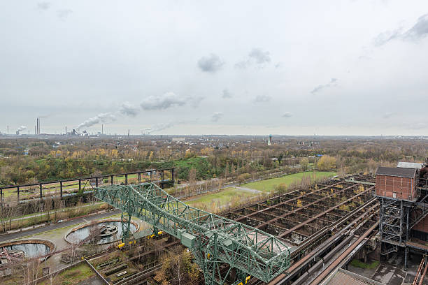 View from the furnace of Landschaftspark Duisburg in Germany, a former coal and steel production plant abandoned in 1985 and converted into an industrial monument open for the public in 1991.