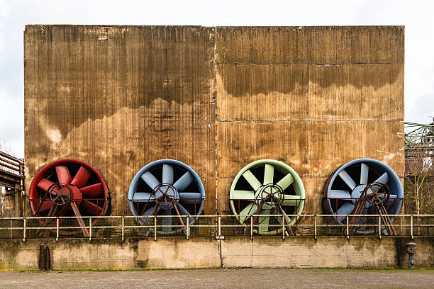 istock Old industry building with ventilation at the Landschaftspark Duisburg 587903006