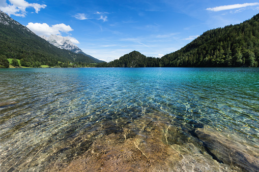 Mountain lake with turquoise blue water. Austria,Tyrol, Hintersteiner Lake