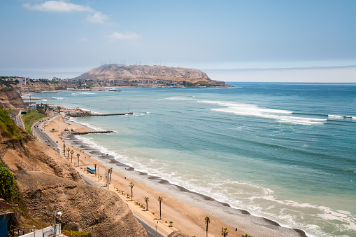 View Of The Coast And Pacific Ocean In Lima, Peru