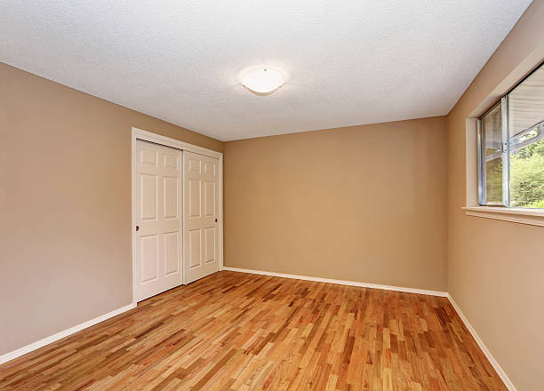 istock Empty unfurnished bedroom  interior with built in closet 587909650