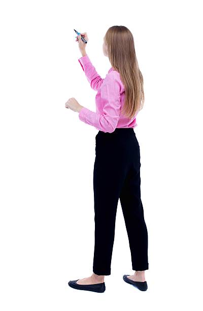 istock back view of writing beautiful woman 587911770