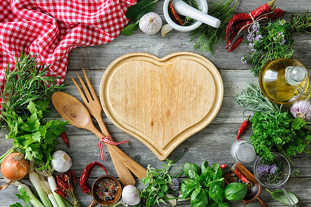 istock fresh herbs and spices on wooden table 587912862