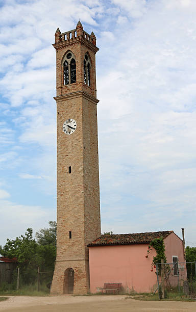 istock church tower with clock near Venice in Italy 587927162