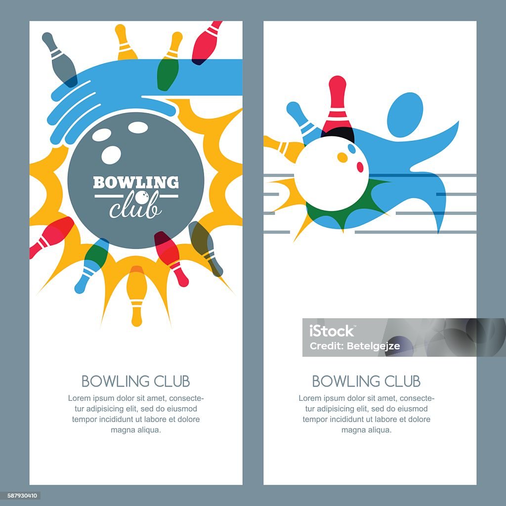 Set Of Bowling Banner Backgrounds Poster Flyer Design Elements Stock