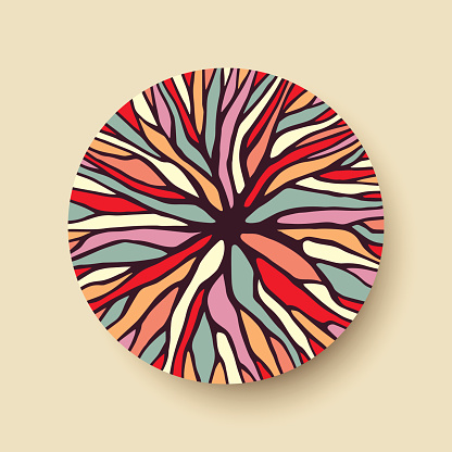Abstract geometric circle shape with colorful tree branch illustration ideal for creative diversity design. EPS10 vector.