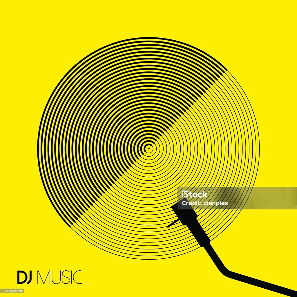DJ musique design géométrie cercle vinyle dans le dessin au trait - clipart vectoriel de Disque vinyle libre de droits