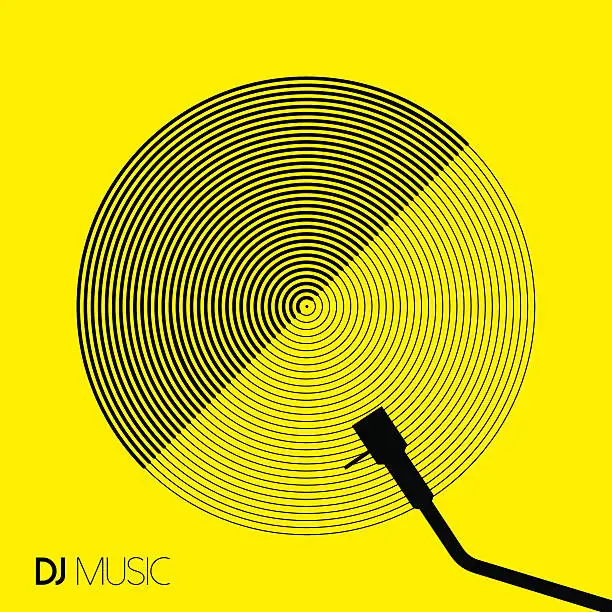 Vector illustration of DJ music design geometry circle vinyl in line art