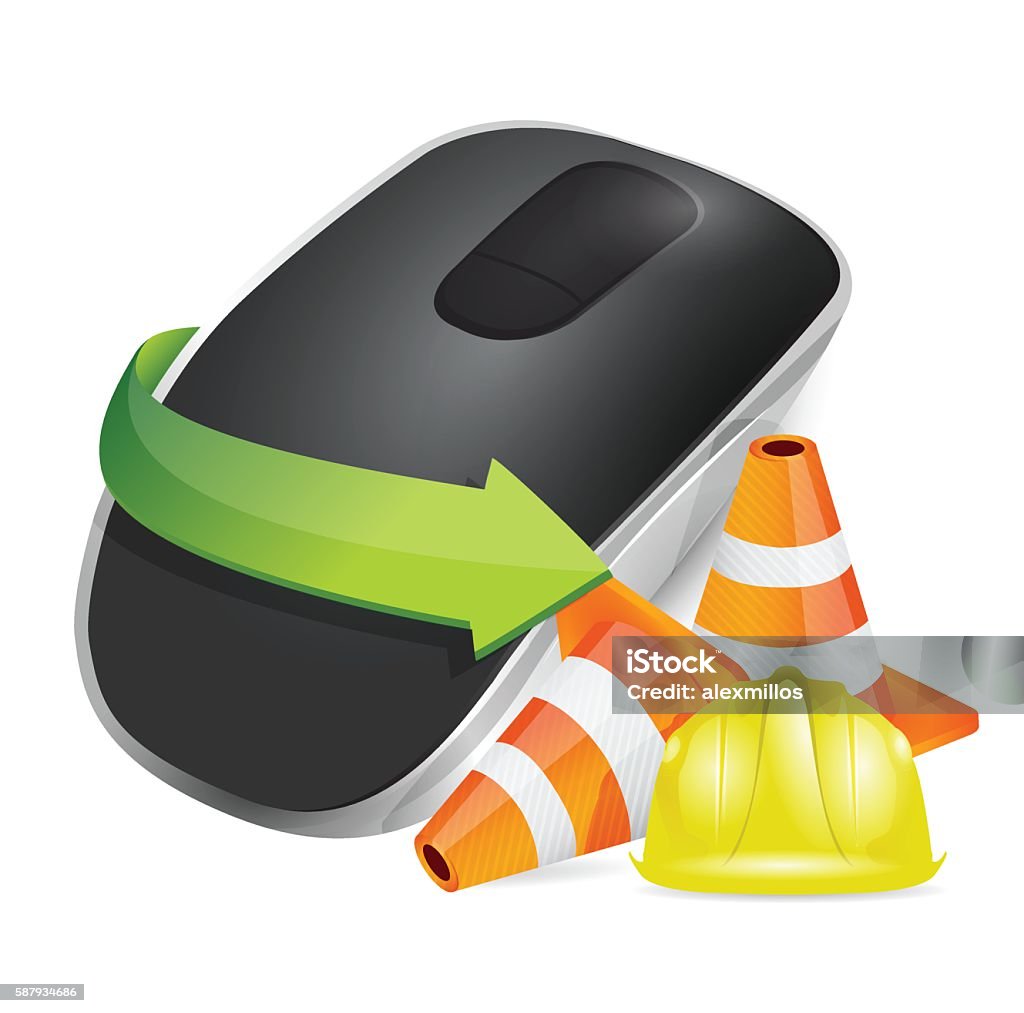 Computer Mouse Construction Theme Construction Barrier Wireless Computer Mouse Isolated On White B Stock ...