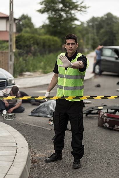 istock Don't come closer, this is accident scene! 587941060