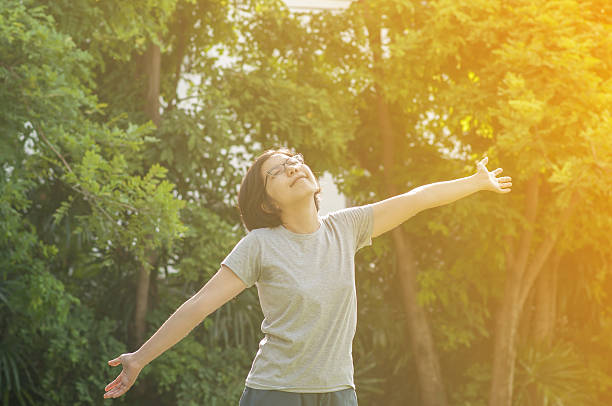 istock Happiness glasses woman relaxing. 587941634
