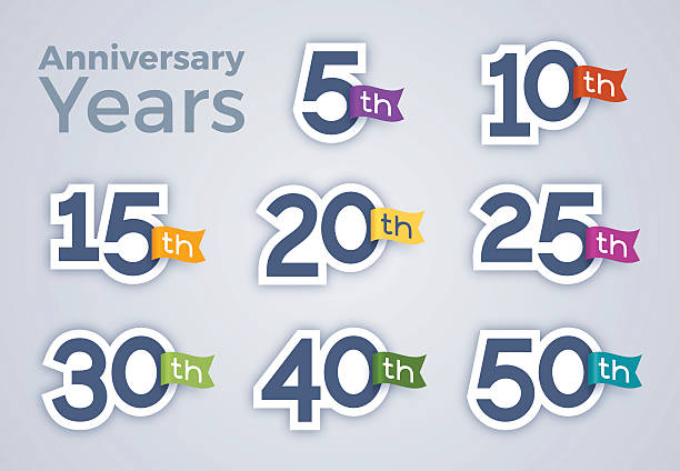 ilustrações de stock, clip art, desenhos animados e ícones de anniversary celebration year numbers - circa 5th century