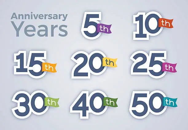 Vector illustration of Anniversary Celebration Year Numbers