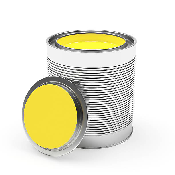 istock Open a bank with yellow paint on white 587948620