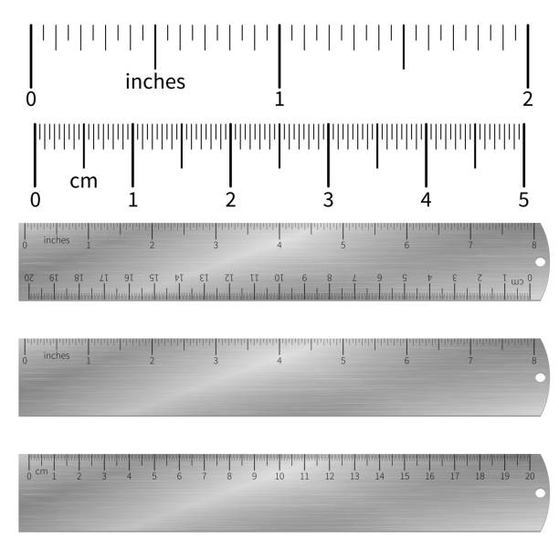 illustrazioni stock, clip art, cartoni animati e icone di tendenza di metrica imperiale e decimale righello dei righelli set di vettori - imperial power