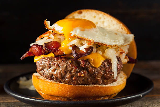 istock Homemade Breakfast Cheeseburger with Bacon 587951786