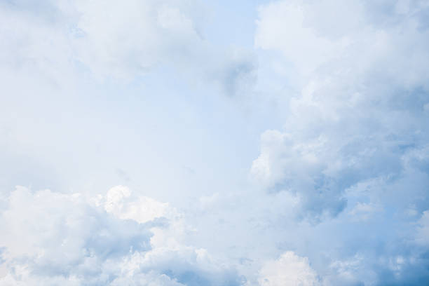 Summer cloudscape of low clouds with blue sky stock photo