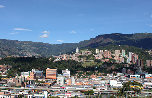 Medellin downtown. Colombia. Buildings. Landscape panorama