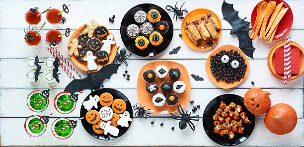 istock Table with Halloween treats 588218712
