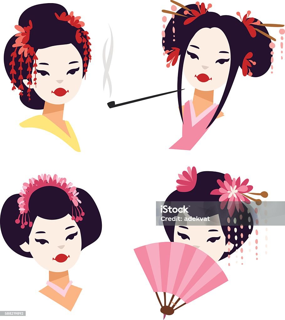 Vector Nhật Bản Geisha Cô Gái Hình minh họa Sẵn có - Tải xuống ...
