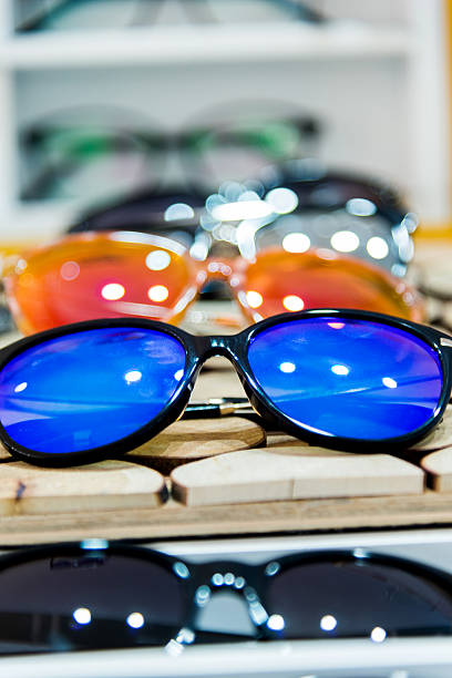istock Group of sunglasses in shop 588221532