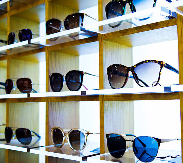 istock Group of sunglasses in shop 588221726