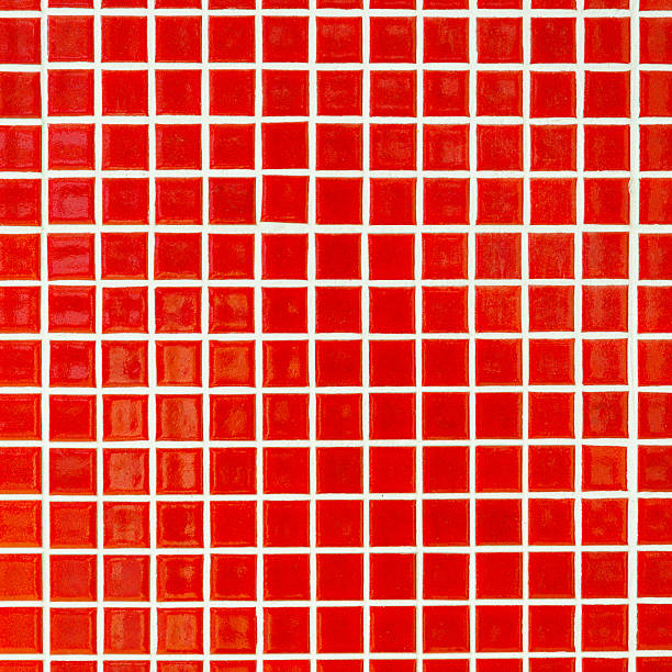 rote cemamische fliese für hintergrund - red tile stock-fotos und bilder