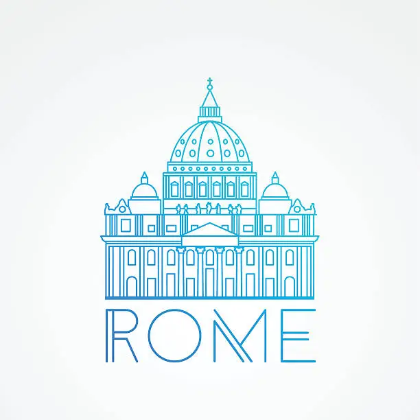Vector illustration of St. Peter's Cathedral, Rome, Italy.
