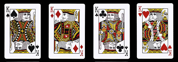 Four Kings in a row - Playing Cards stock photo
