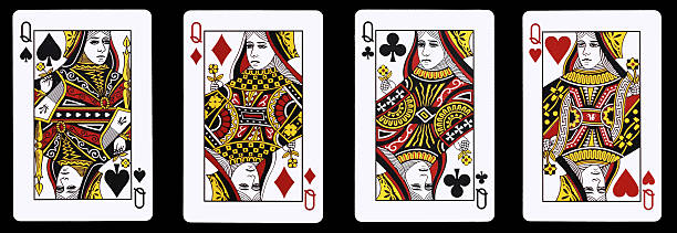 istock Four Queens in a row - Playing Cards 588230170