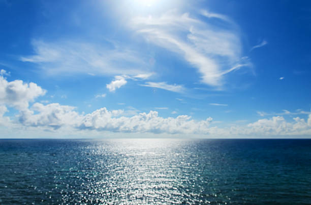 istock Tropical sea and clouds sky defocused blurred abstract background 588231042