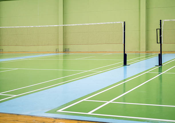 istock Indoor badminton court, selective focus 588233478