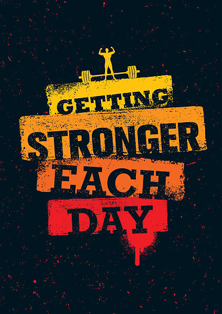 Getting Stronger Each Day Gym Workout Inspiration Print Template vector art illustration