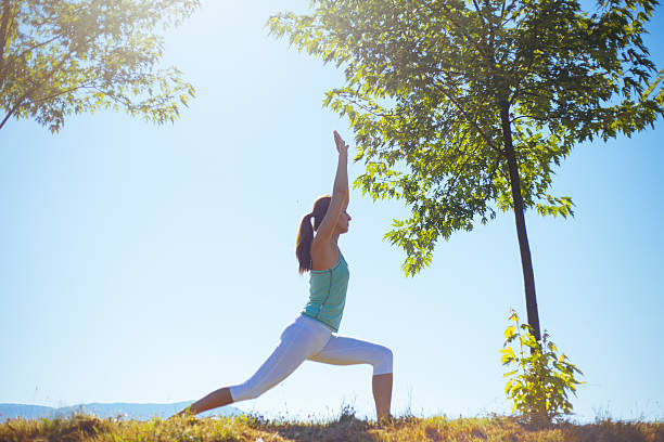 istock Young woman practicing morning meditation 588234922