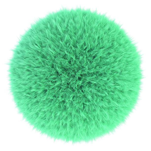 istock 3D render of light green fur sphere 588239318