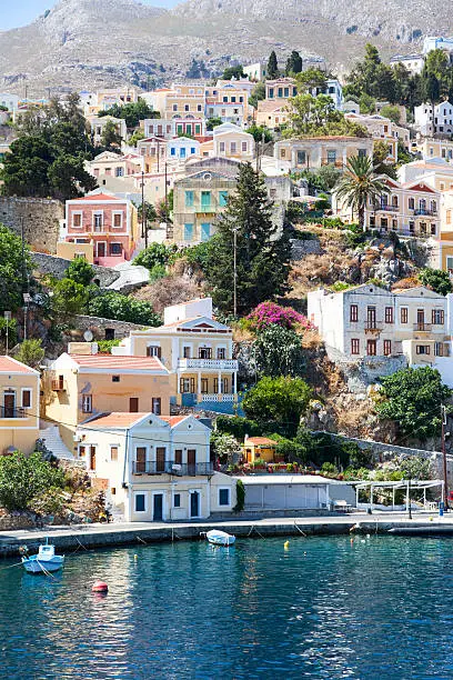 Beautiful city of Symi in the archipelago Greek islands.