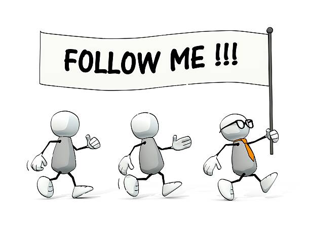 istock little sketchy men running with flag - follow me 588242394