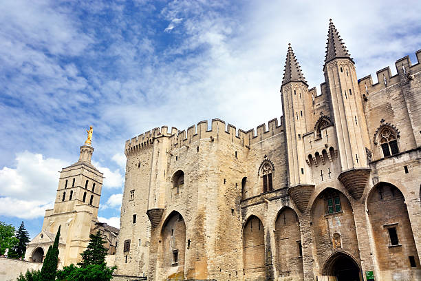 Papal palace, Avignon Facade of the Palais des Papes is the papal residence in Avignon, France avignon france stock pictures, royalty-free photos & images