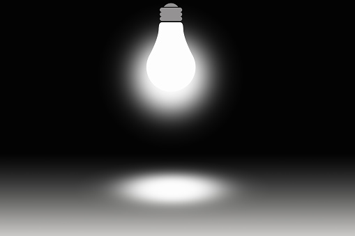 light bulb in a dark room